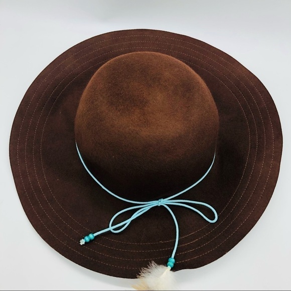 WOMENS CHOCOLATE BROWN WOOL FLOPPY HAT ONE SIZE FITS ALL - Picture 8 of 9